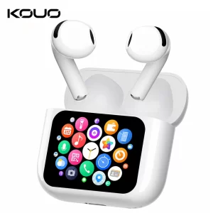 KOUO Wireless Bluetooth 5.4 Earbuds With Smart Touch Screen Music Sports Noise Canceling Earphones Support Real Time Translation