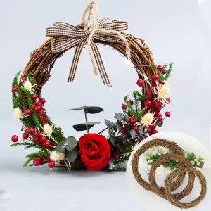 DIY Merry Christmas Decorations For Home Natural Rattan Wreath Garland Tree Craft Xmas Decor Accessories Spring Wedding New Year