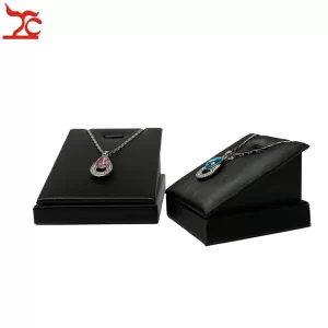 Black PU Leather Pendant Jewelry Display Stand Earring Holder Necklace Jewelry Storage Organizer Pendant Showcase Stand