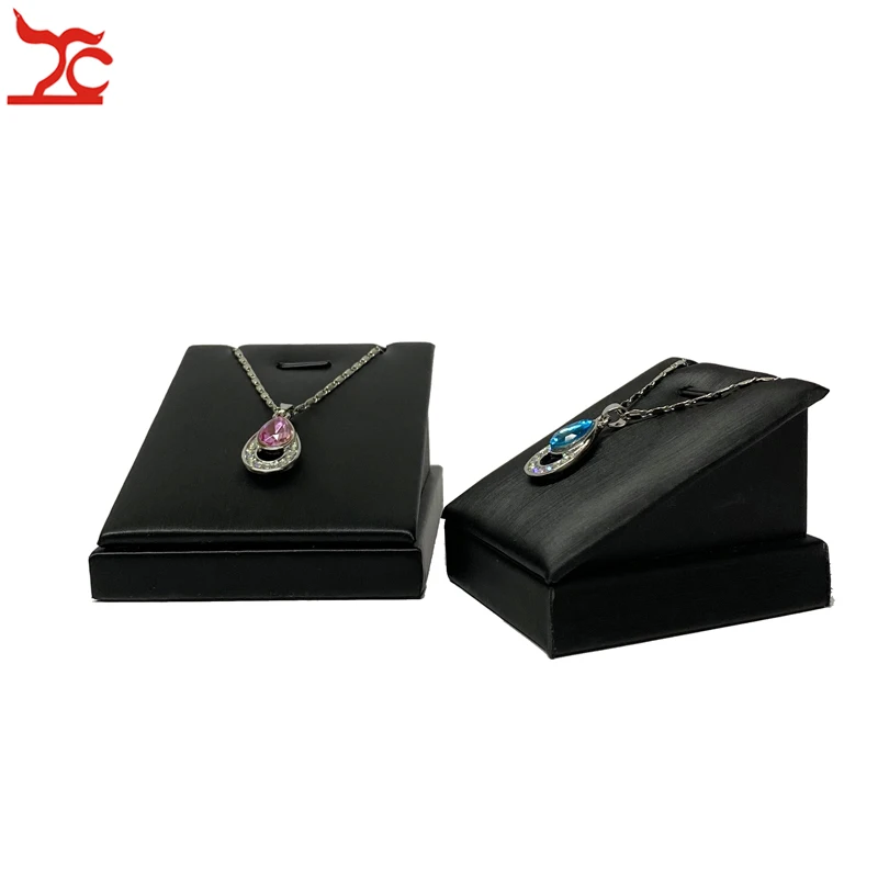 Black PU Leather Pendant Jewelry Display Stand Earring Holder Necklace Jewelry Storage Organizer Pendant Showcase Stand
