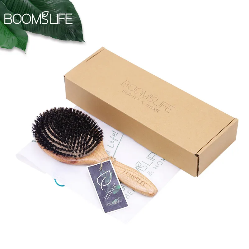 BOOMSLIFE Boar Bristle Hair Brush Women Combs for Hair Wood HairBrush Detangle Straightener Brush Hair Comb Barber Accessories - 图片 5