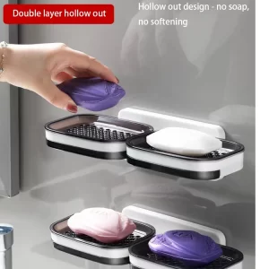 No Need for Perforated Wall Mounted Double Layer StorageDouble Layer DrainageHousehold Bathroom Storage Rack Soap Rack