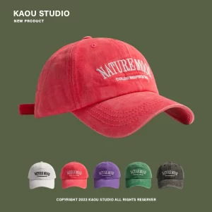 Summer Sun-Proof Washed Denim Peaked Cap Women's American Letter Embroidered Trendy Men's Baseball Cap Sun Protection Hat