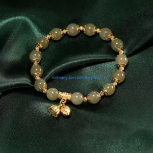 573B Crystal Bead Bracelet Lotuses Flower Pendant Handchain for Wedding Traditional Chinese Accessory Birthday Gift