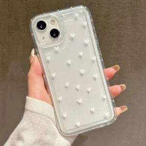 White Small Love Transparent Phone Case For iPhone 17 Air 16 14 13 12 11 Pro Max 7 8 Plus Cover For iPhone 16E 15 Pro Cases