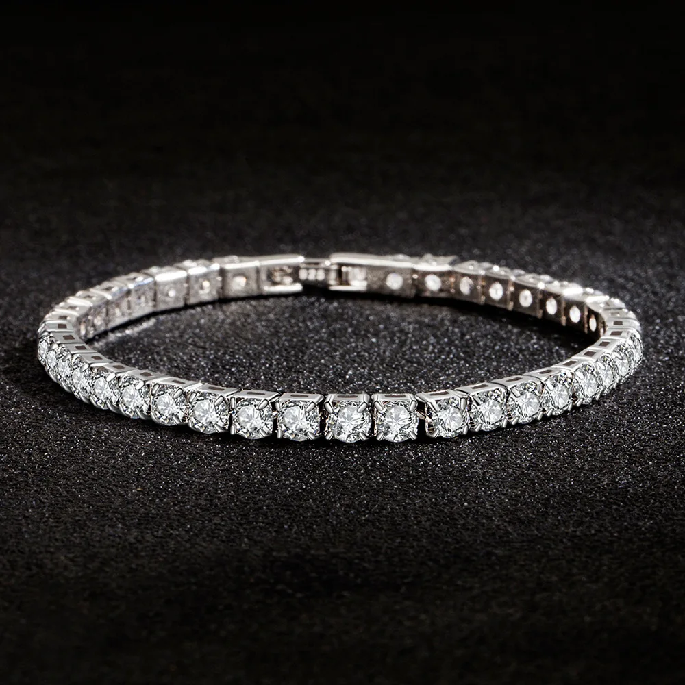 Lihong S925 Sterling Silver Bracelet Zirconia Tennis Ball Women Fashion Simple Engagement Wedding Charm Jewelry 4mm 16-20cm - 图片 3
