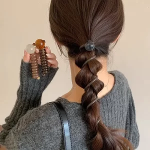 Vintage Ball Heart Straight Elastic Headband For Women Girls Ponytial Holder Hair Tie Scrunchie Hairband Hair Accessories