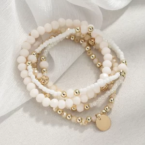 Y2K Ethnic Bohemian Beaded Bracelets Set for Women Beads Chains Stackable Wristband Girls Boho Hand Jewelry Accessoreis