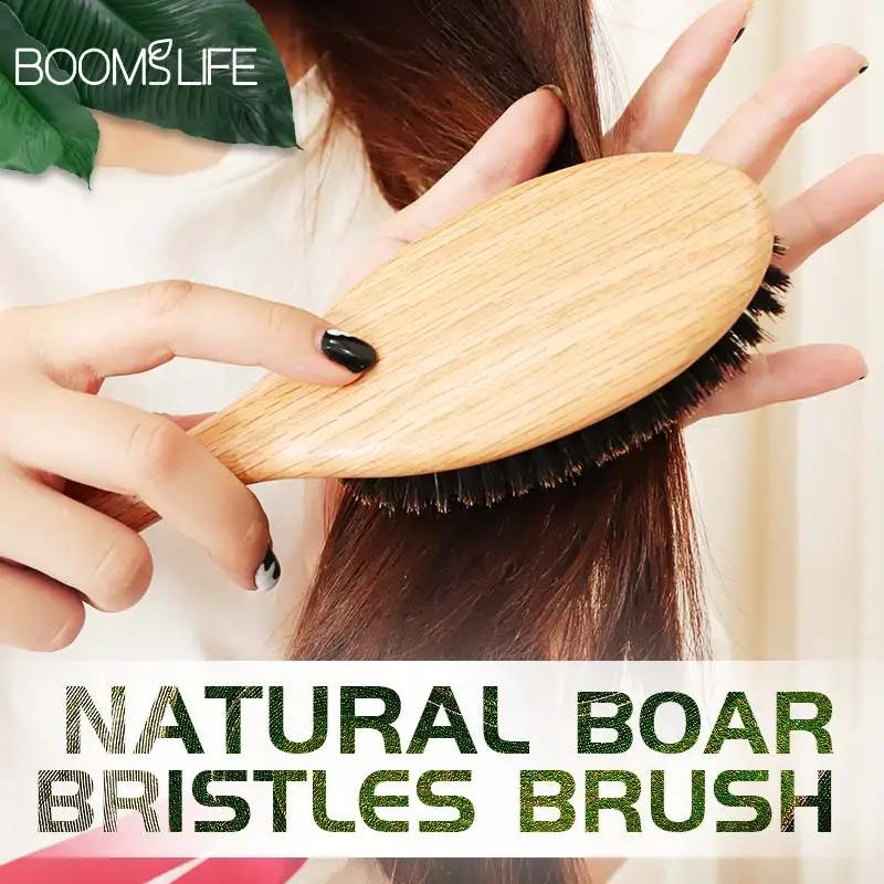BOOMSLIFE Boar Bristle Hair Brush Women Combs for Hair Wood HairBrush Detangle Straightener Brush Hair Comb Barber Accessories - 图片 3