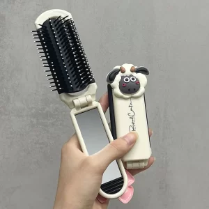Mini Hair Brush Folding Massage Comb Head Massage Anti-Static Portable Travel Hair Brush Girl Hair Combs With Mirror