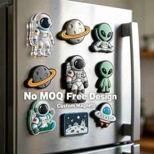 Custom PVC Space Fridge Magnets Astronaut Alien UFO Planet Soft Rubber Refrigerator Magnets Kids Kitchen Decor