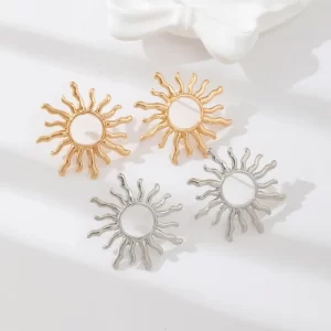 1Pair Fashion Temperament Elegant Sun Flower Stud Earrings For Women Girls Versatile Earring Jewelry Accessories Gifts