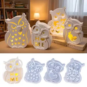 LZ104 Creative Hollow 3D Owl Lamp Shade Silicone Mold Candle Cup Molds Atmosphere Lights Gypsum Concrete Molds Ornament Crafts