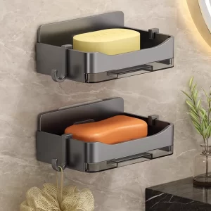 No Drilling Self-Draining Bar Soap Dish - Strong Adhesive Mount Holder for Shower, Bathroom, RV & Kitchen Space-Saving Organizer