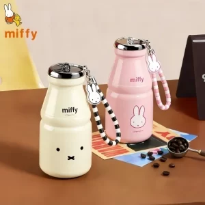Miffy Kawaii Milk Mug With Lid Straw Cute Rabbit Head Decorative Drinkware Lovely Insulated Tumbler Ideal Girl Birthday Gift