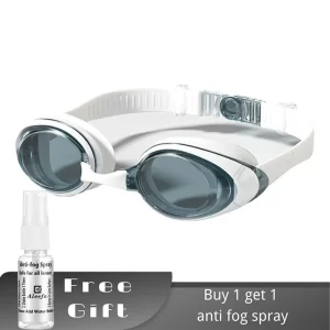 White Myopia Swimming Goggles with Anti-Fog Spray for Boys and Girls Slicone Band