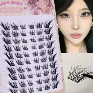 Fox Eye Effect Fluffy False Eyelashes Reusable DIY Segmented Thick Winged Lash Extension Daily Use