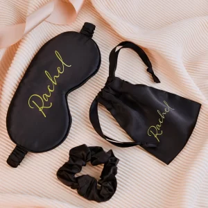 Personalized sleep eye mask bridesmaid gifts one set eye mask Bag and Hair Ties bridal shower party gift Wedding Favor