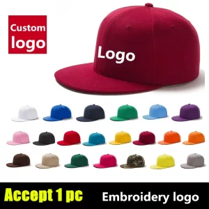 Fashion Men's Embroidery Logo Baseball Cap Customizable Snapback Flat-Brim Hip-Hop Sports Cap for Women