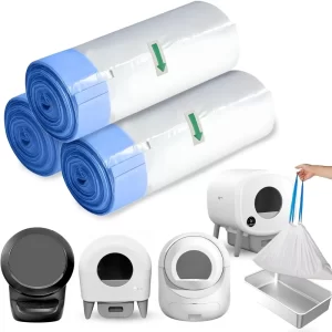 5 Rolls Self Cleaning Cat Litter Box Liners 20 Counts Extra Thick for Automatic Cat Litter Box Robot with Drawstring Trash Bags