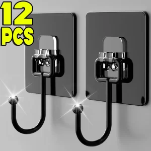 1/12pcs Self Adhesive Hooks Non-Punching Strong Sticky No Trace Wall Hook for Kitchen Bathroom Towel Bags Storage Hanging Holder