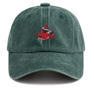Men Washed Grey Baseball Cap Angler Fish Embroidery Pattern Soft Dad Hat Unisex Adjustable Snapback Casual Fishing Sport hat