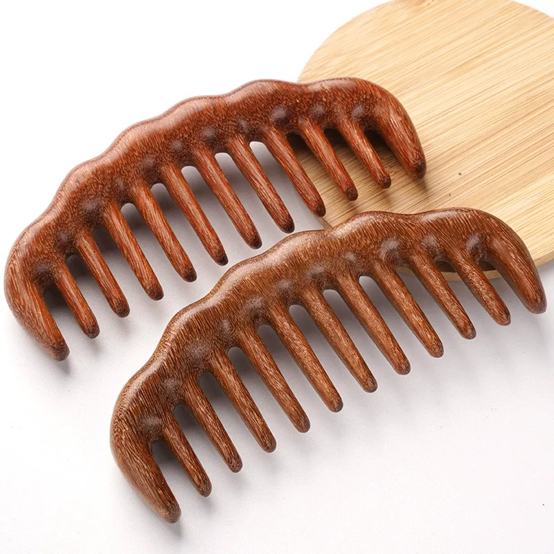 Natural Sandalwood Hair Comb Wide Tooth Detangling Hair Brush Women Wooden Detangle Combs Anti-Static Scalp Massager Hair Care - 图片 2