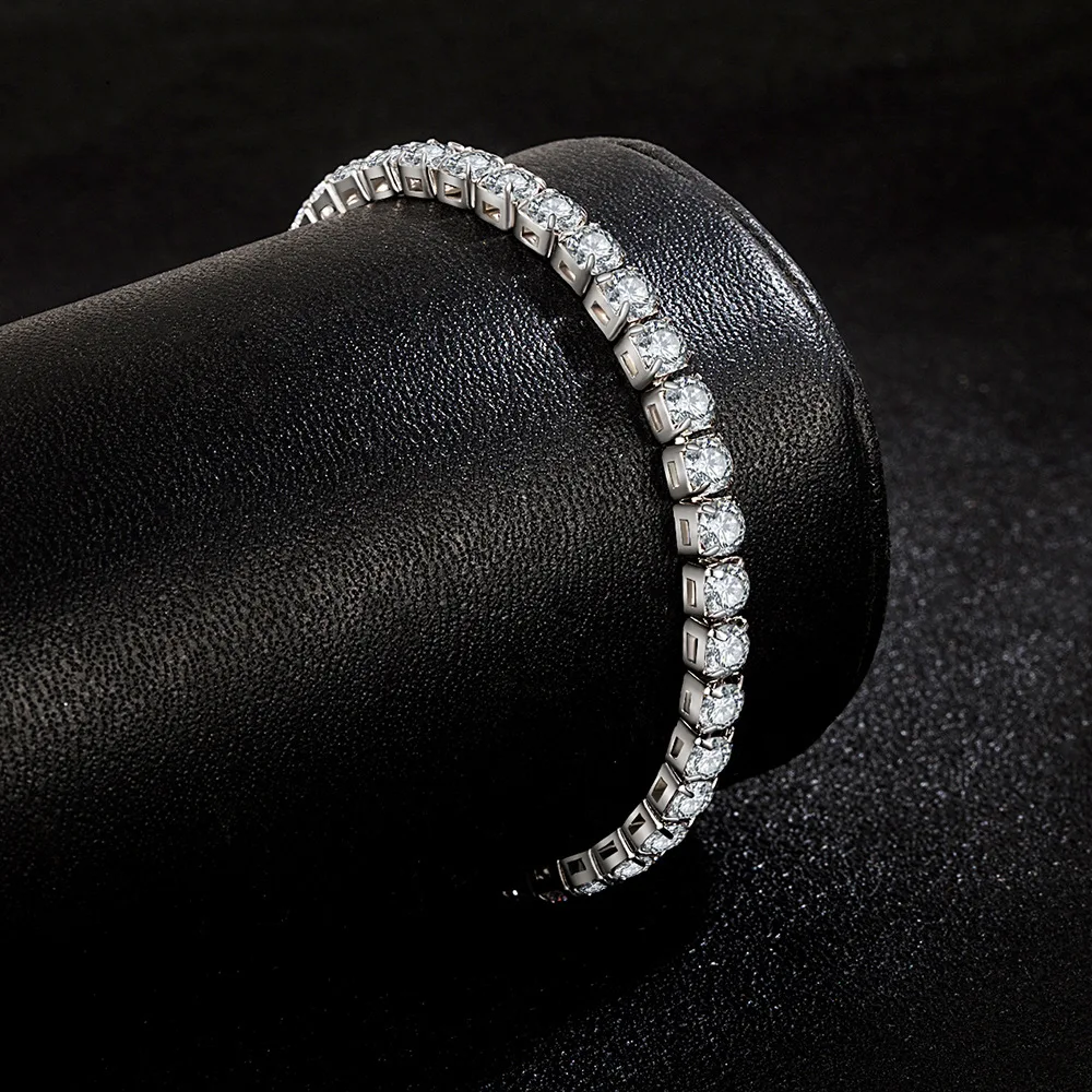 Lihong S925 Sterling Silver Bracelet Zirconia Tennis Ball Women Fashion Simple Engagement Wedding Charm Jewelry 4mm 16-20cm - 图片 2