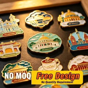 Custom Enamel Fridge Magnets, Personalized City Building Landmark Metal Refrigerator Magnet, Custom Logo Tourist Souvenir Gift