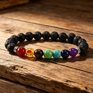 7 Chakra Lava Rock Beaded Bracelet Natural Crystal Stone Stress Relief Yoga Bracelets Men Women Spiritual Healing Jewelry Gift