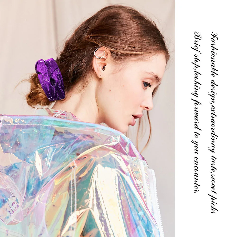Women Girls Vintage Soft Velvet Scrunchy Star Gilding Print Hair Tie Simple Elastic Hair Rope Headband Elegant Hair Accessories - 图片 6