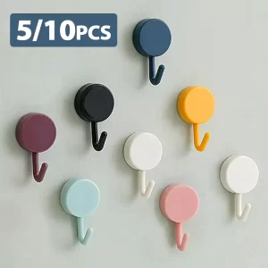5/10PCS Self Adhesive Wall Hook Strong Without Drilling Clothes Toilet Bathroom Door Kitchen Towel Hanger Home Table Locker Hook