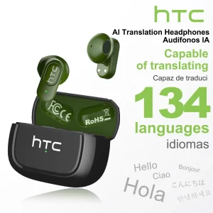 【AI Translator Earbuds】HTC NE51 Bluetooth Earphones TWS In-Ear Sport Wireless Headphones Long Life with Mic Ultralight Earbuds