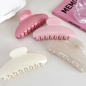 Pink French Temperament Semicircle Large Hair Claw Women Elegant Hair Clip Shark Clip Lady Barrette Hair Accessories Solid Color