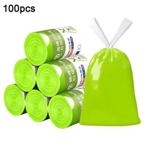 100PCS Drawstring Trash Bags, Thickened Large Kitchen Garbage Bags, Auto Pull & Tie Tall Kitchen Bags For Home