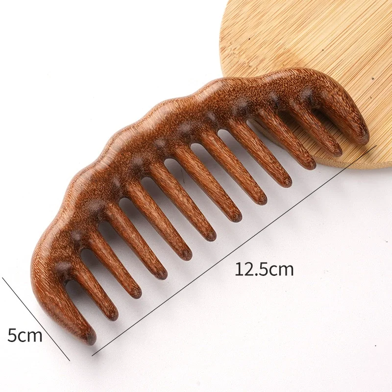 Natural Sandalwood Hair Comb Wide Tooth Detangling Hair Brush Women Wooden Detangle Combs Anti-Static Scalp Massager Hair Care - 图片 6