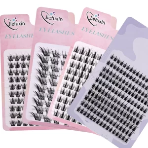 Jiefuxin DIY Lashes Fox Eye Manga False Eyelashes Large Capacity Tapered Thick Segmented Individual Cluster Lash Extensions